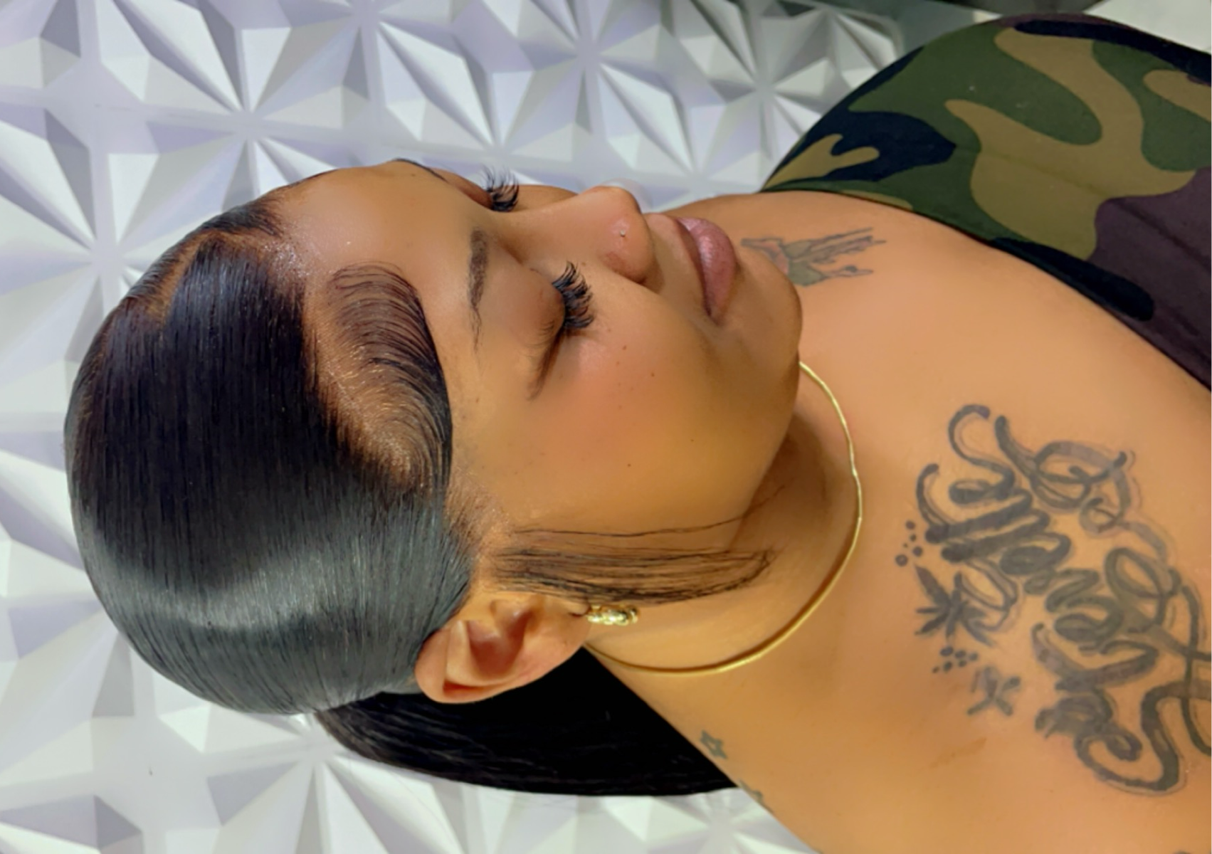 Frontal sleek ponytail