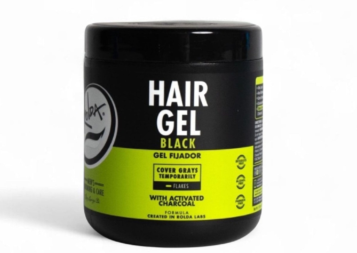 Rolda - Black Hair Styling Gel | Covers Gray Hair, Medium-Strong Hold, Medium Shine, Wet Look, Alcohol-free, Paraben-free, Flake-free