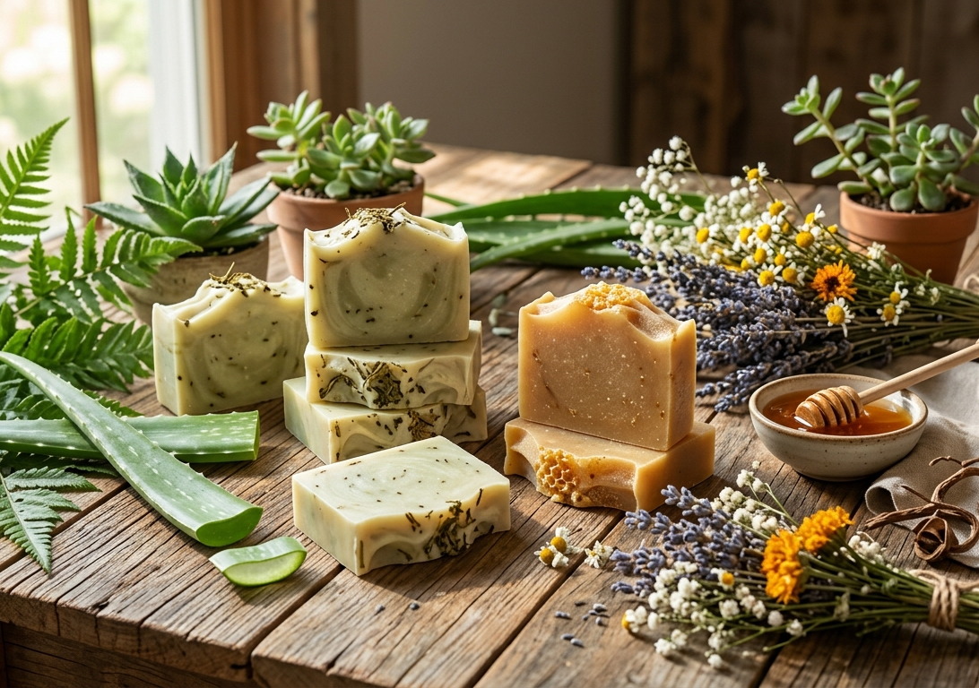 Jabón artesanal de aloe Vera y miel