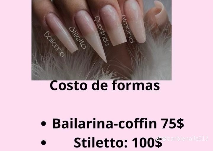 Formas almendra, coffee,  y stiletto 