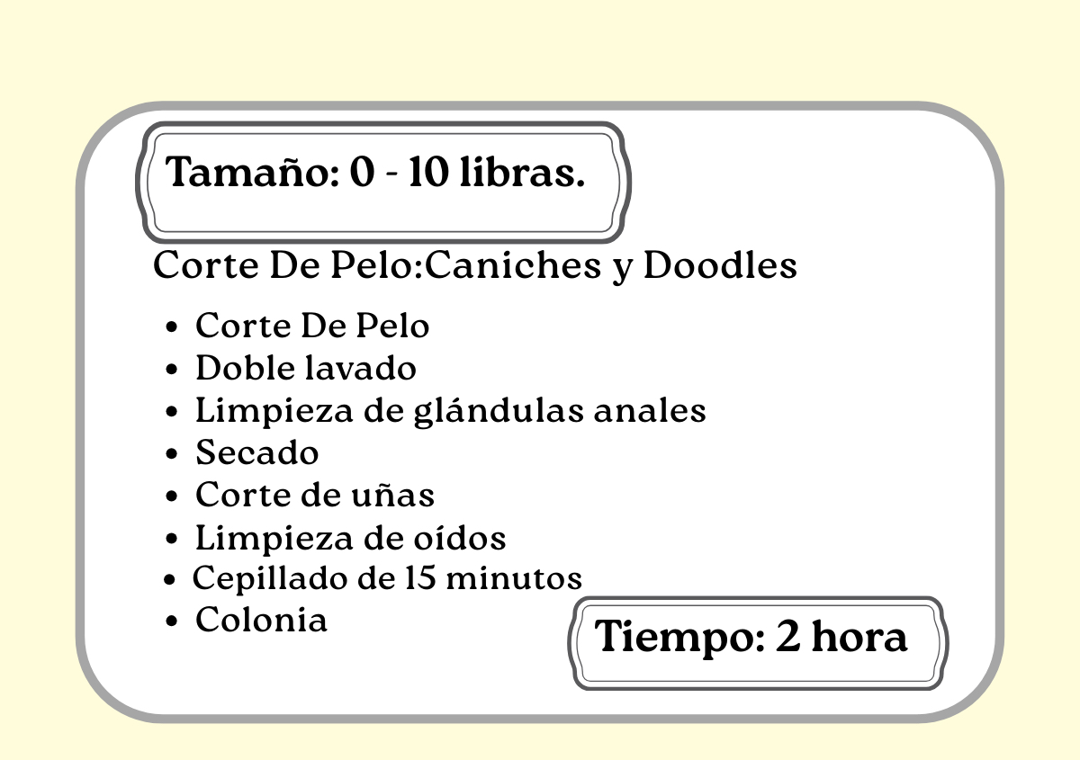 Corte De Pelo: Caniches y Doodles 0 - 10libras