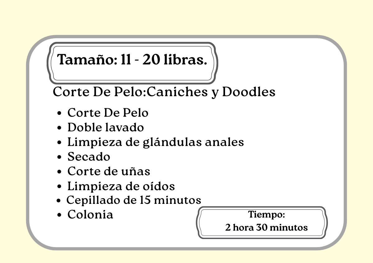 Corte De Pelo: Caniches y Doodles 11 - 20libras