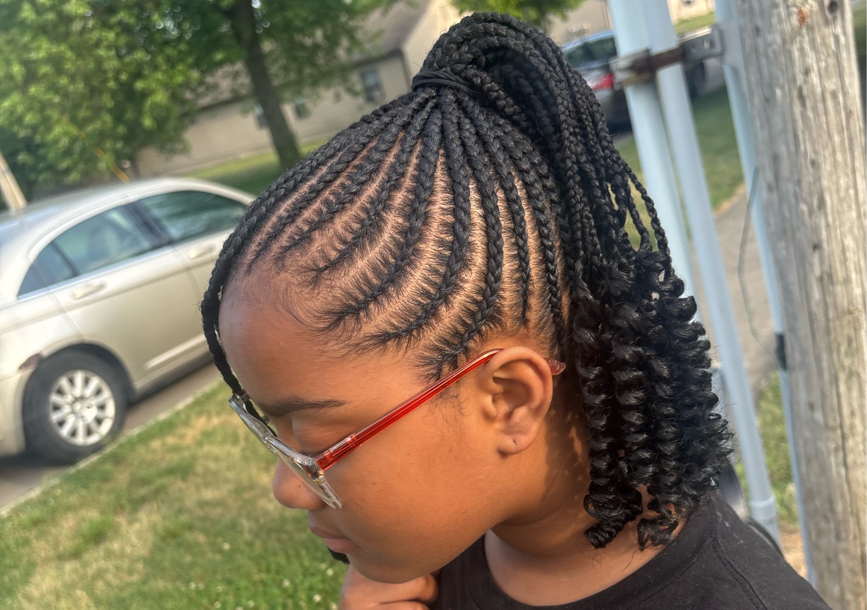 Kids Natural Braids ( Added Weave ) 