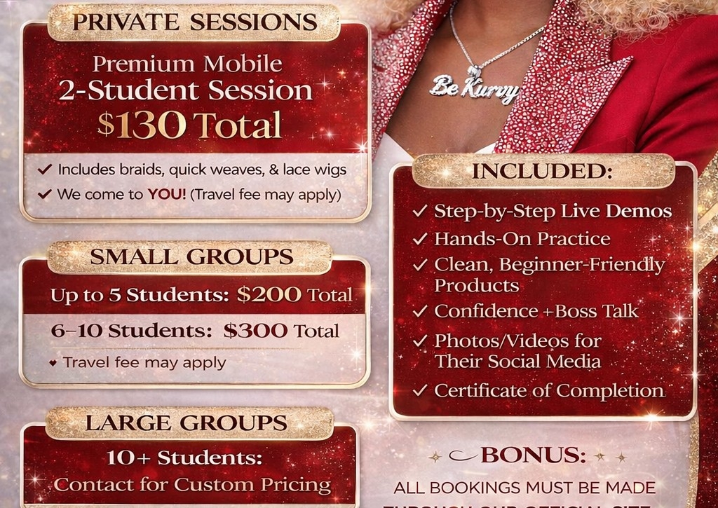 Premium Mobile  Beauty Boss Small Groups  (Up to 5 Students)